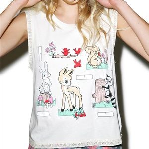 Wildfox Dollskill Forest Paperdolls Tank Top S